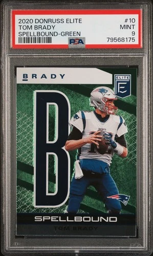 2020 Panini Donruss Elite Spellbound #10 Tom Brady Spellbound Green PSA 9