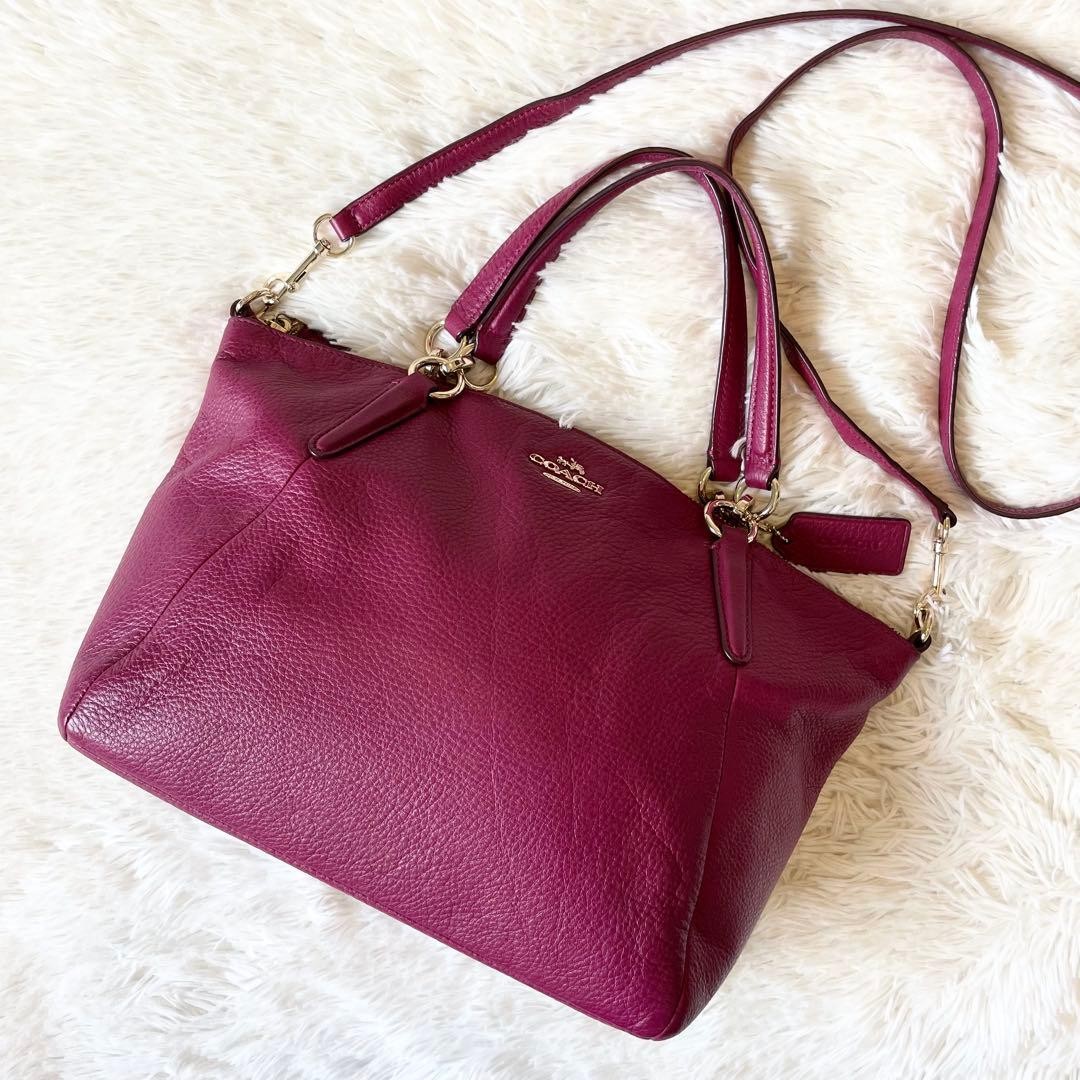 Coach 2Way Tote Bag Leather Purple Authentic G11191355