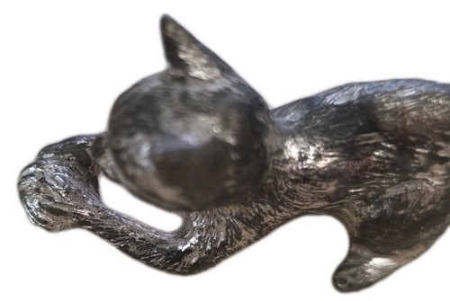 Vintage Playing Cat Kitten Heavy Solid Pewter Metal Figurine Ornament 7cm 156g