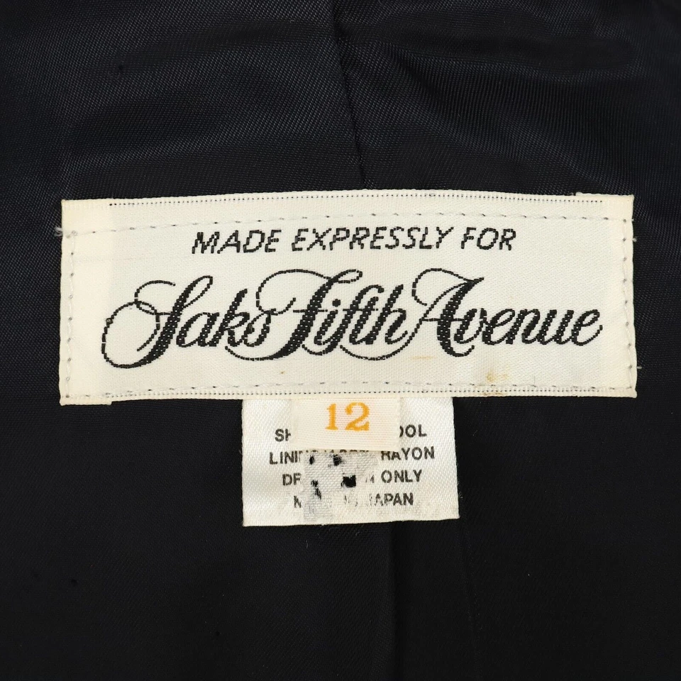 Traje Falda Saks Fifth Ave Mujer 12 Lana Negro Blanco Glen Forrado a Cuadros De Colección Foto 3 de 4