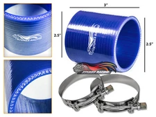 2.5" Silicone Hose/Pipe Straight Coupler BLUE +T-Bolt Clamp For Lincoln/Maxim