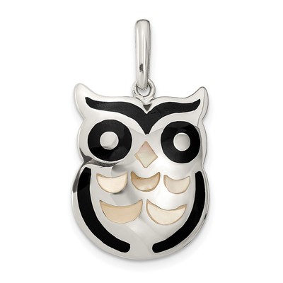 Sterling Silber MOP und Onyx Eule Anhänger perfektes Geschenk für sie