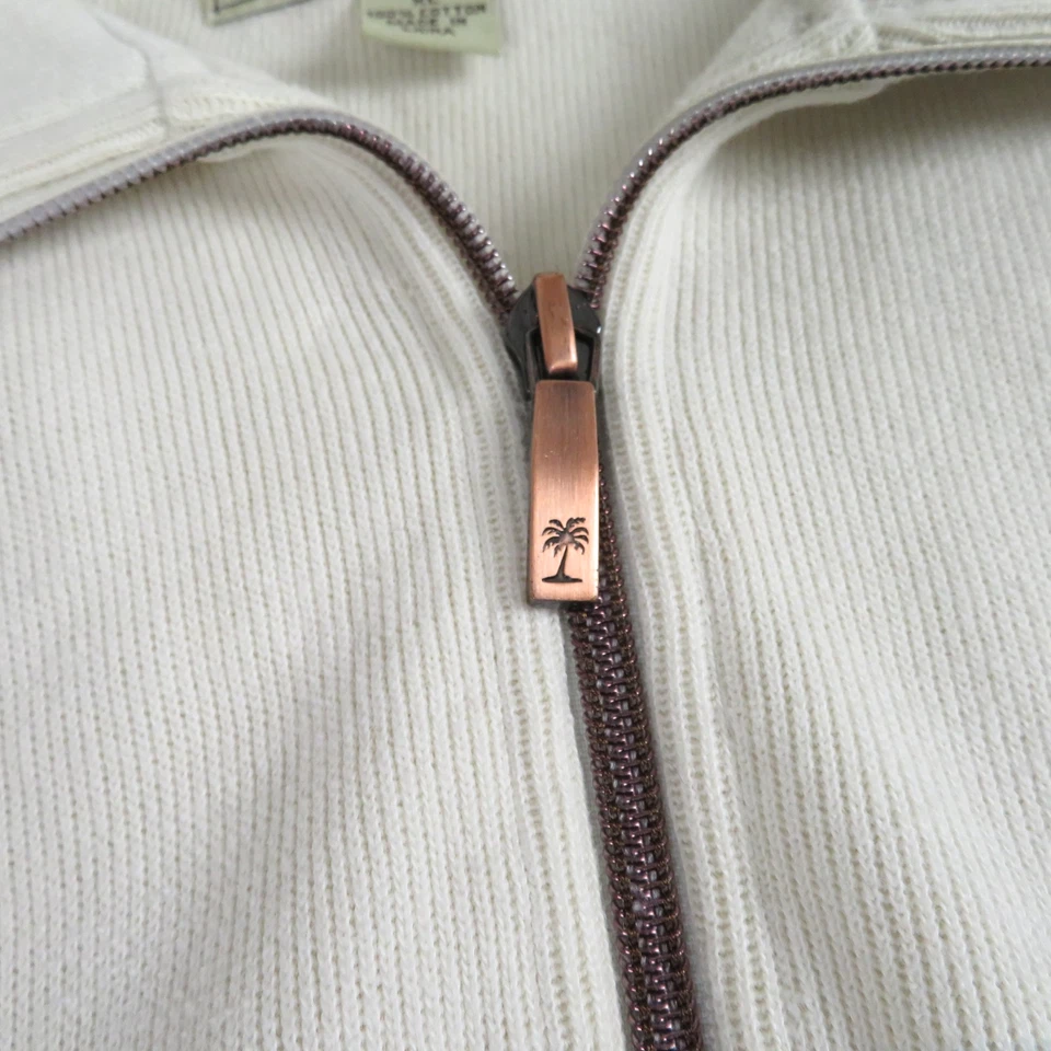 Suéter Tommy Bahama Para Hombres XL Blanco Crema 1/4 Cremallera Pullover Relax Acanalado Foto 3 de 4