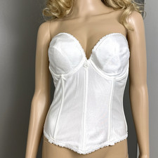 38D Carnival Deep Plunge Strapless Underwire Bustier Corset White 303 Vintage