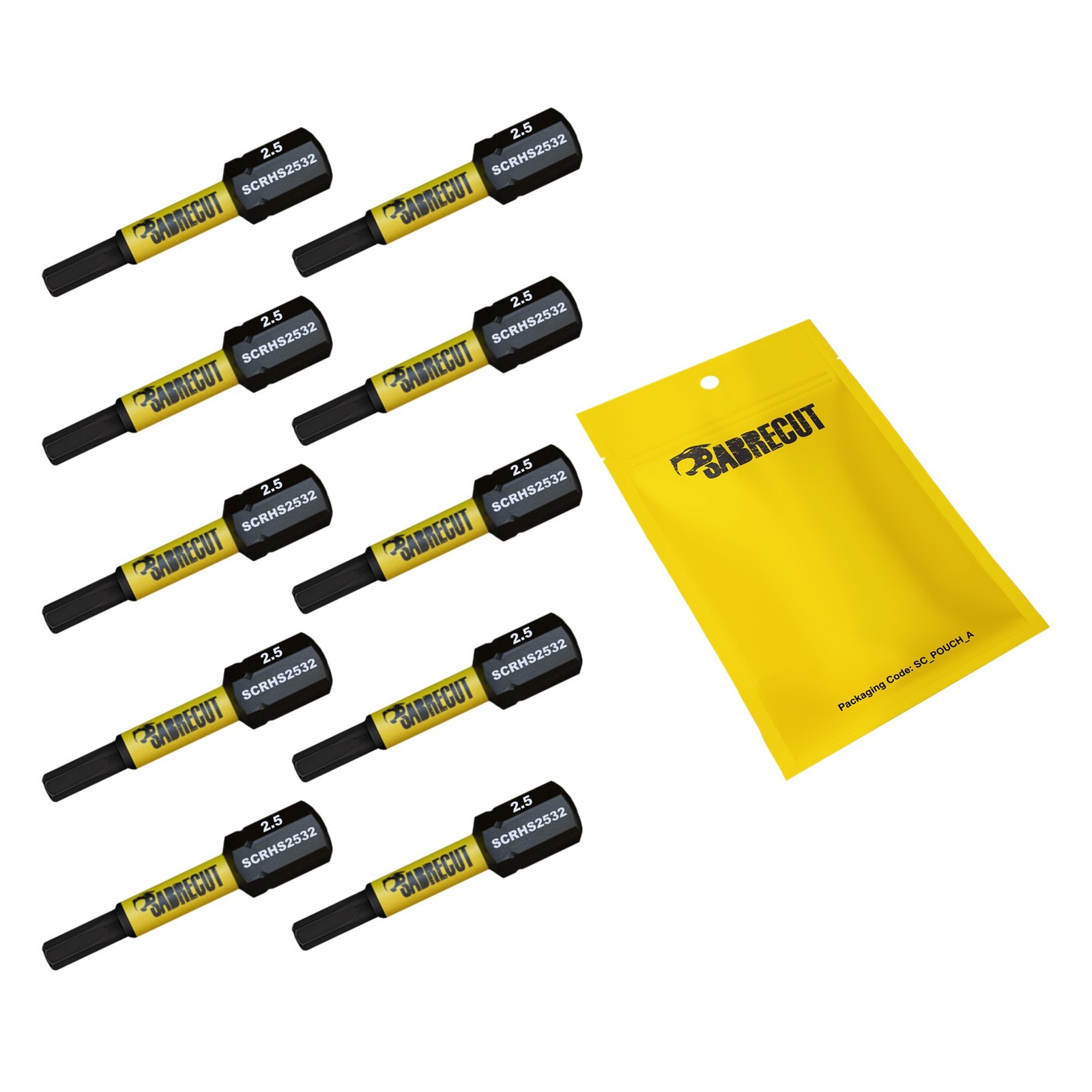 SabreCut Tamper Proof Impact Bits H2.5 32mm x 10 - Milwaukee DeWalt Professional