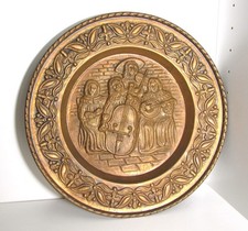 Piatto in rame lavorazione a sbalzo suonatori violino viola mandolino 30 cm