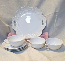 Antique Haviland  Co. Limoges White Porcelain Tea Service Set - 7 Pieces