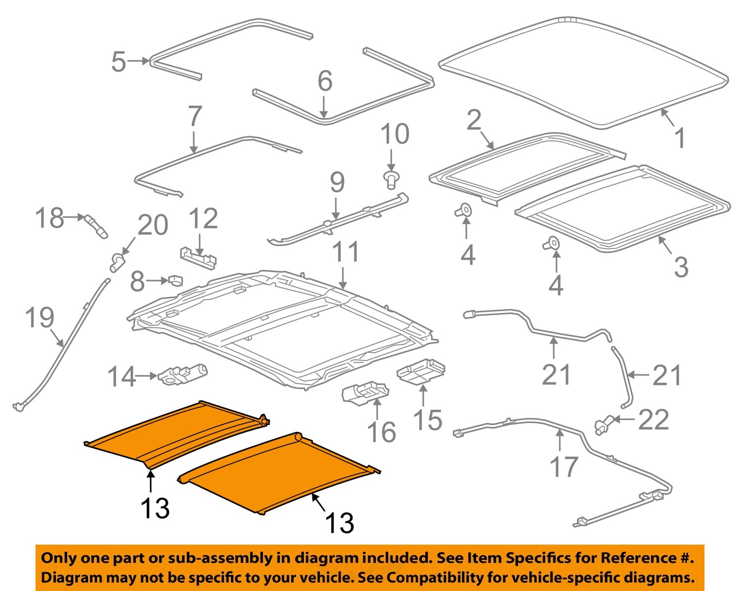 Cadillac GM OEM 1618 CT6 Sunroof Sun RoofSunshade Shade Cover