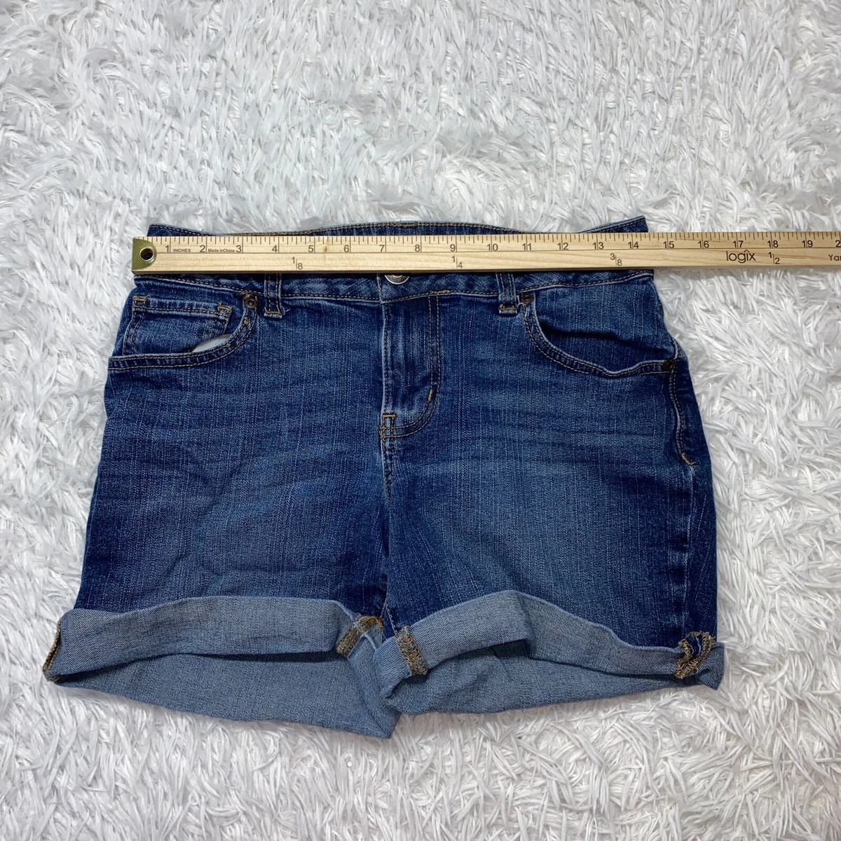 Womens Maurices Mid Rise Stretch Denim Boyfriend Blue Jean Shorts