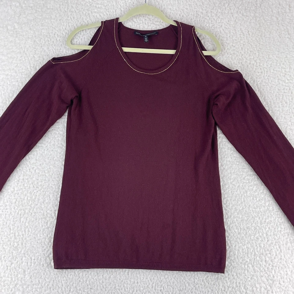 Camisa Casa Blanca Mercado Negro Mujer Talla XL Granate Hombro Frío Manga Larga Foto 2 de 4