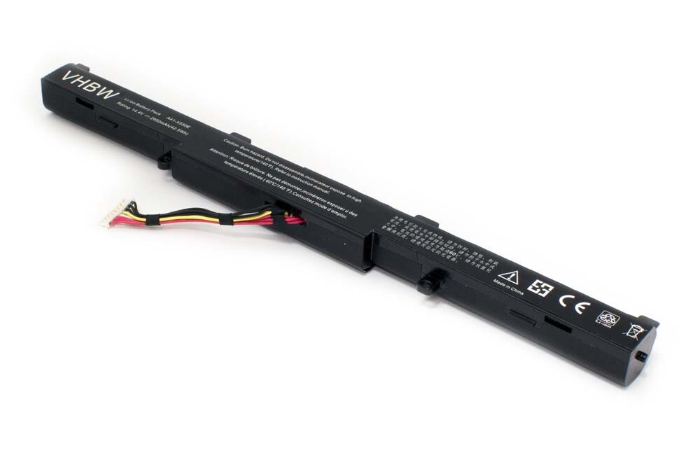vhbw Li-Ion batterij compatibel met Asus K751L, P750L, R751J, R752L, R752LB, R752LD, R752LJ, R752M, X450J, X450JF Laptop Notebook - 2200mAh, 14.4V, 31.68Wh, zwart