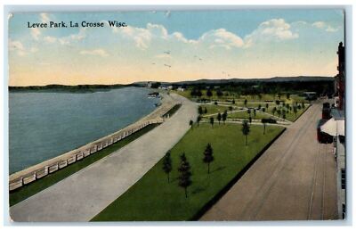 1914 Bird's Eye View Of Levee Park Sea View La Crosse Wisconsin WI Postcard