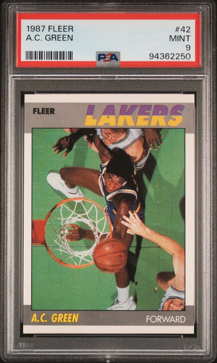 1987 Fleer Basketball - PSA 9 - AC Green #42 LA Lakers Mint Condition-New Slab!!