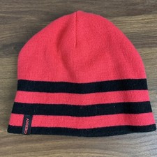 Gerry Reversible OSFM Pink/Salmon Strip  Black Knit Cap Snow Ski Beanie