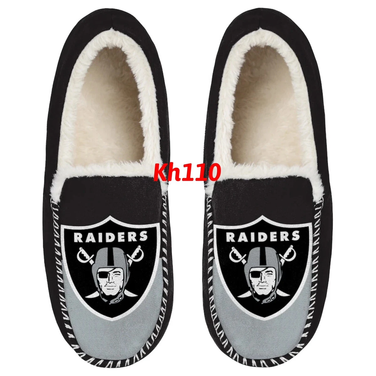 NFL Las Vegas Raiders Men s Colorblock Moccasin Slippers