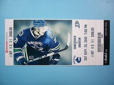 2010/11 VANCOUVER CANUCKS ANAHEIM DUCKS PRE SEASON NHL TICKET STUB MASON RAYMOND