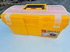 Keter Omega 16" Plastic Tool Box w/Top Storage - (yellow), NO LATCH OR TRAY RARE