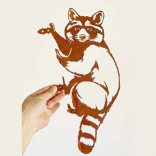 Raccoon Shape Corten Steel Rusty Outdoor Garden Decor Tree Yard Ornament Durable