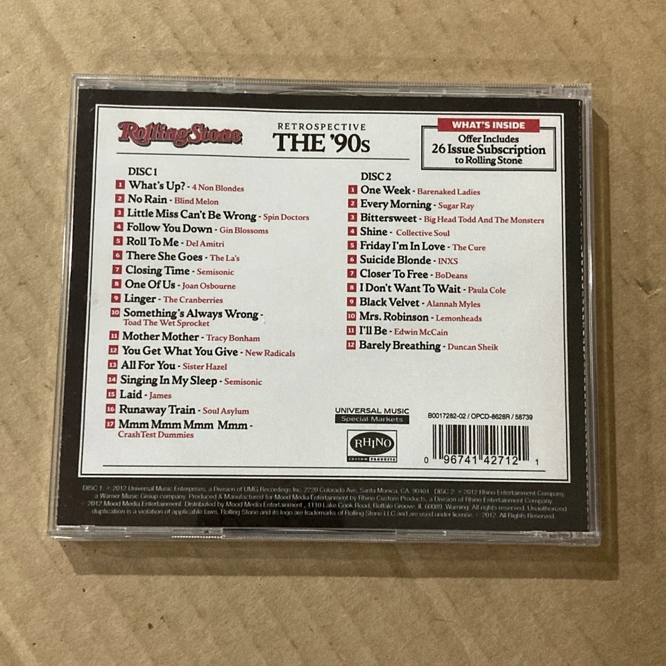 Rolling Stone Retrospective: The 90's 2 CD Set - Cure INXS BoDeans NEW SEALED - Image 2 of 2