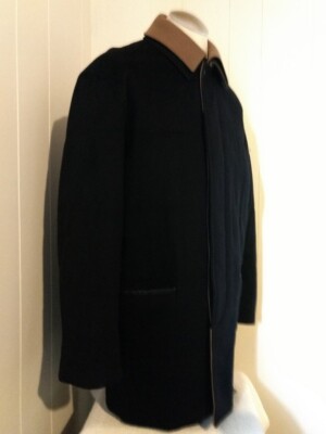 Cantarelli Tailor Luxurious Men's 3/4Coat 100% Virgin Wool Blk sz-52 Italy EUC