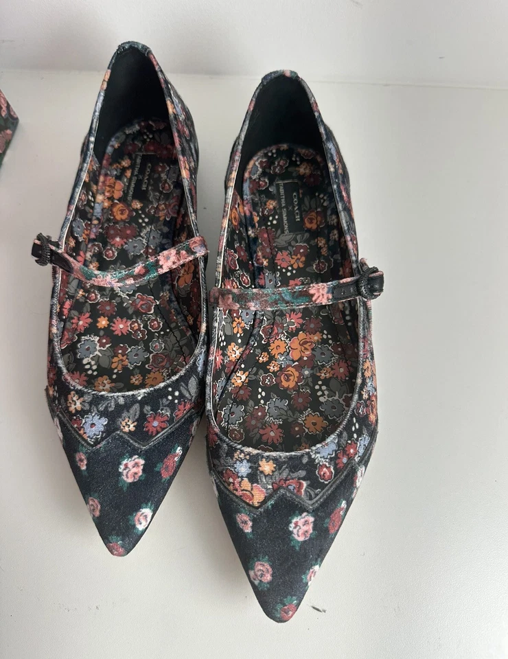 Tabitha Simmons от Coach Harriette Mary Jane цветочный плоский размер 8 или ЕС 39, EUC - Изображение 4 из 4