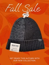 Kenneth Cole Reaction Men's Black Rib-Knit Split Beanie Hat One Size Sherpa Line