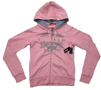 HURLEY Damen Frauen Zip Hoodie Kaputzen Pulli Shirt Jacke L Rosa