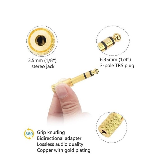 2 Pack 6.35mm(1/4 Inch) to 3.5mm(1/8 Inch) Stereo Audio Jack Adapter for Guitar - Picture 3 of 7