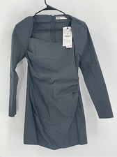 Zara Dress Long Sleeve Womens Large Gray Long Sleeve Mini New