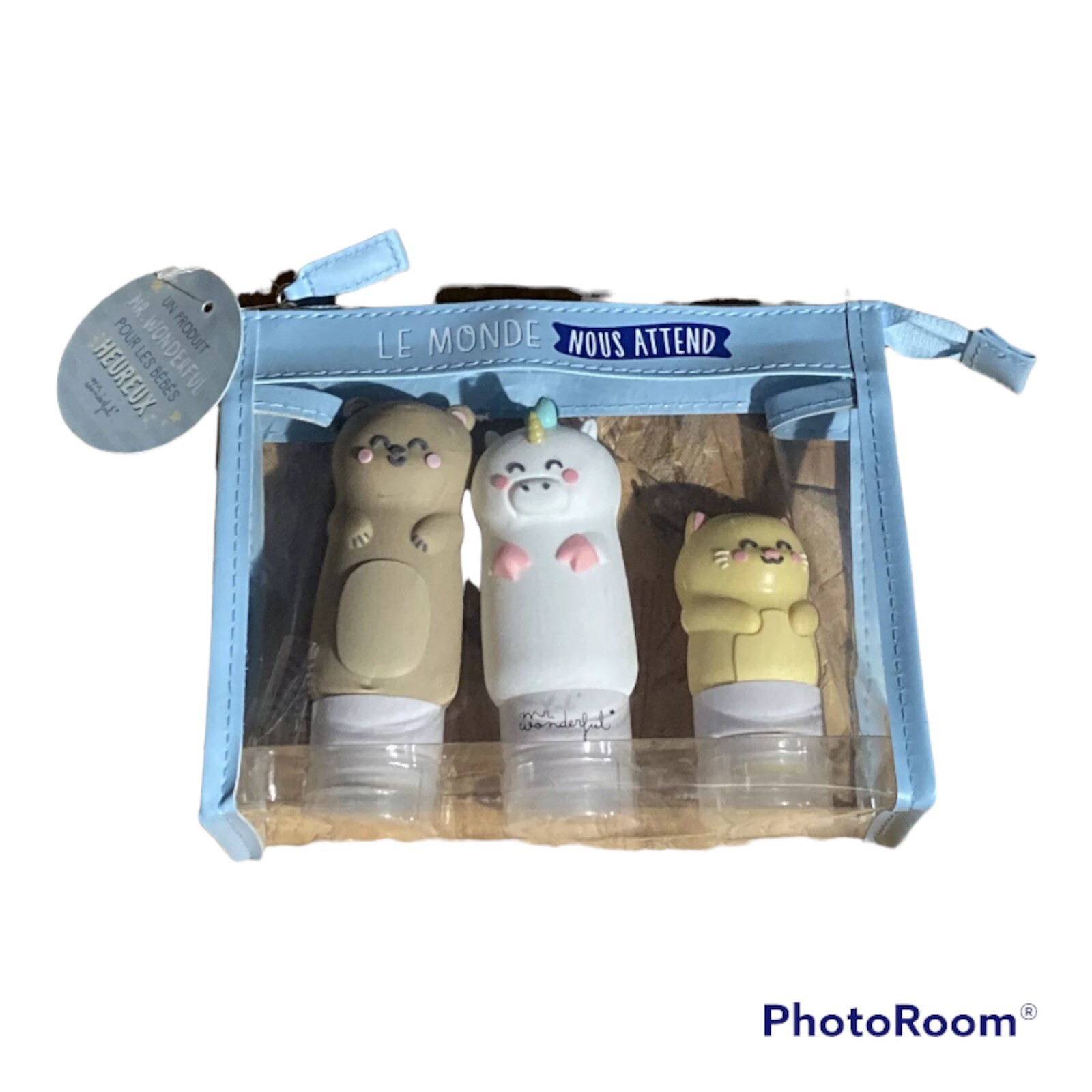 Mr Wonderful Trousse de Toilette de Voyage avec flacons - Le Monde Nous Attend