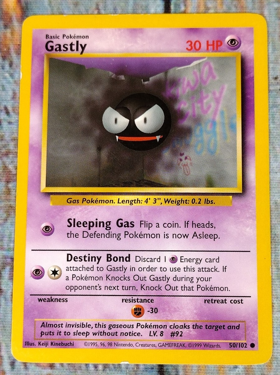 1999 gastly pokemon card Vintage 1999 Poketrivia Gastly Card