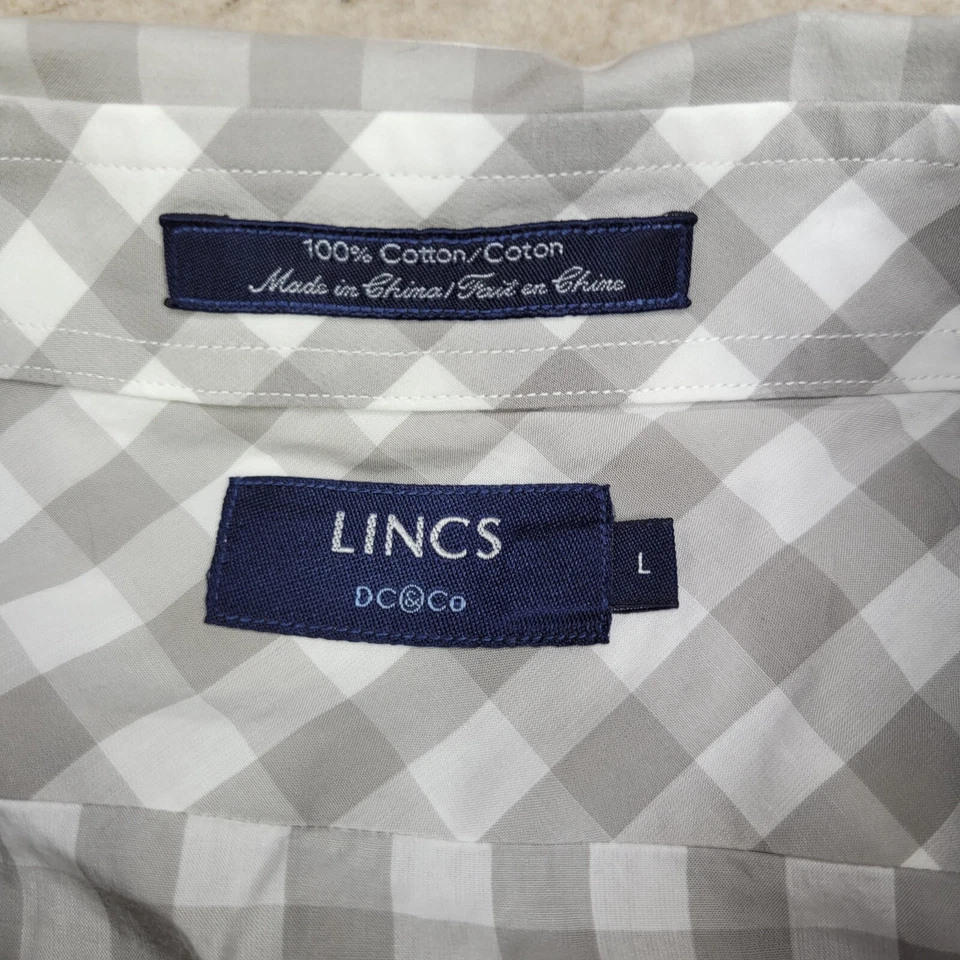 Camisa Lincs David Chu Manga Larga Para Hombre Grande Gris Guinga Cuadros Abotonada Foto 3 de 4