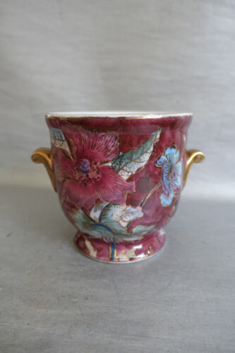 Cache-pot en porcelaine à décor floral émaillé Asie XXème - Photo 1/12