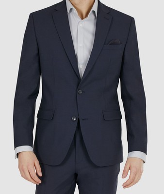 $599 Bar III Men's Blue Slim-Fit Solid 2-Piece Wool-Blend Suit Jacket Pants 38R