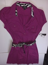 A. Byer Short Length Shirt Dress + Belt Women's Large NWT MSRP $54