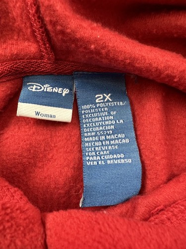 Disney Mickey Mouse Hoodie Sweatshirt Womens Plus Size 2X 2XL Red Pullover - Picture 4 of 7