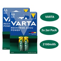 2X Varta Akku Mignon Aa HR6 1,2V 2100Mah Rechargeable Accu Readytouse 56756
