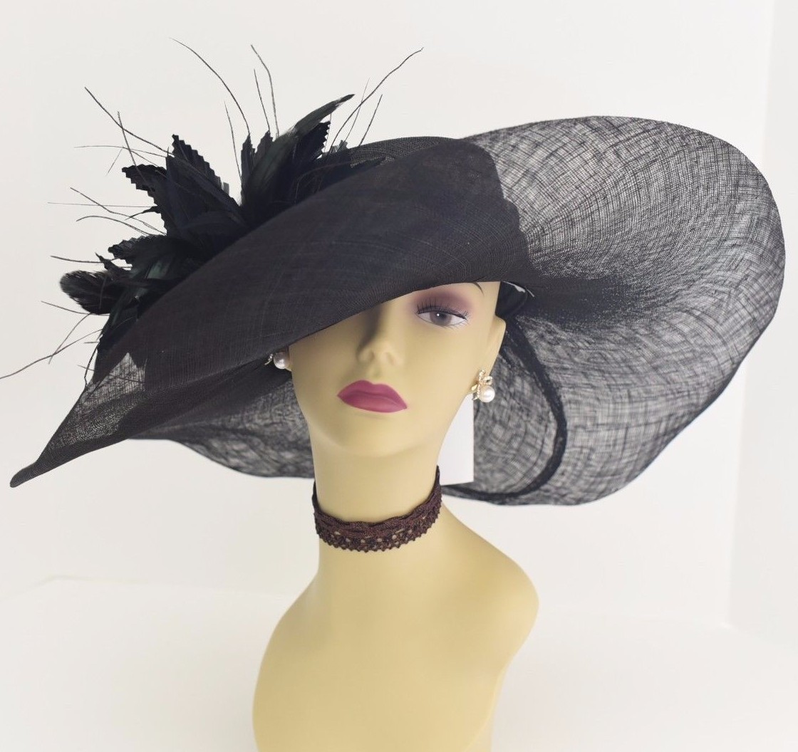 Flower feather sinamay dress hat Hats :: Dress Hats :: Sinamay Dress Hats :: SERENITA Flower  main image 3