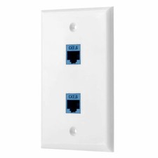 Ethernet Wall Plate CAT6 2-Port Single Gang Keystone Network Female to Female