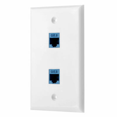 Ethernet Wall Plate CAT6 2-Port Single Gang Keystone Network Female to Female