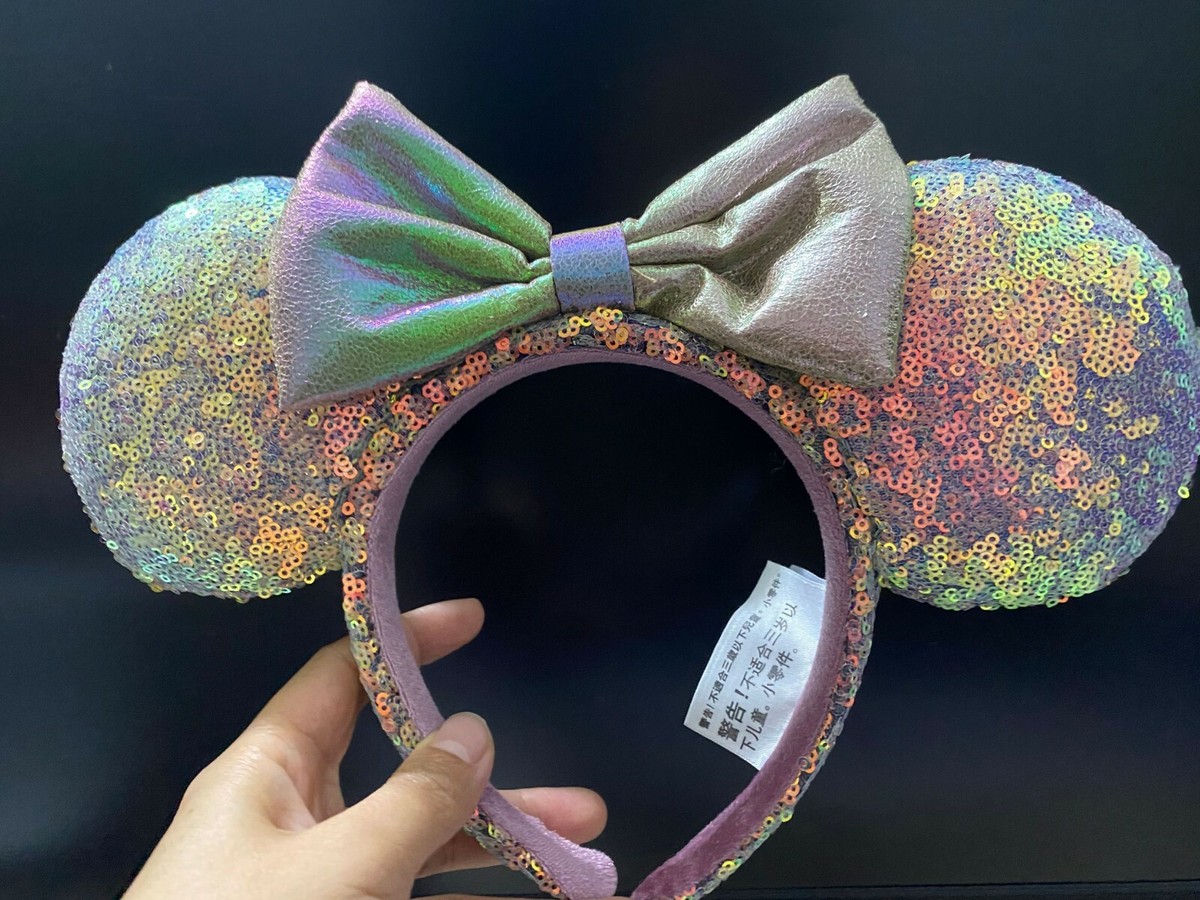 Disney Parks 50th Anniversary Iridescent Minnie Ears Jeweled Gold Bow Headband New $500 50th Anniversary Jeweled Ear Headband and Ear Hat  main image 3