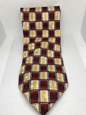Mens Vintage Tie XMI for Nordstrom Red Yellow Hand sewn 100% Silk Made in USA
