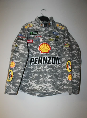 New Joey Logano #22 Pennzoil camouflage NASCAR twill cotton jacket men's L