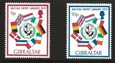Gibraltar Scott #294-95, Singles 1973 Complete Set FVF MNH