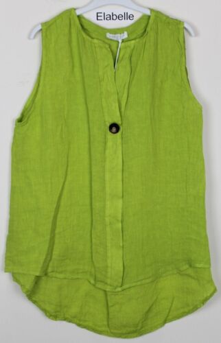 New Summer Ladies Linen Sleeveless Lagenlook Casual Comfy Quirky Linen Vest Top - Picture 7 of 13
