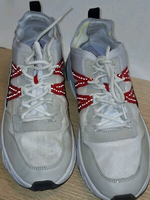 Pull and Bear  White/Red/ Black Nylon Sneakers Men's Size 11
