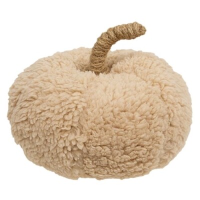 Ivory Sherpa Pumpkin with Jute Stem - Thanksgiving Halloween Fall Harvest Decor