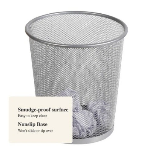 Mesh Waste Basket Silver - Brightroom: Steel Wire Mesh, Office Trash Can - Image 4 of 4