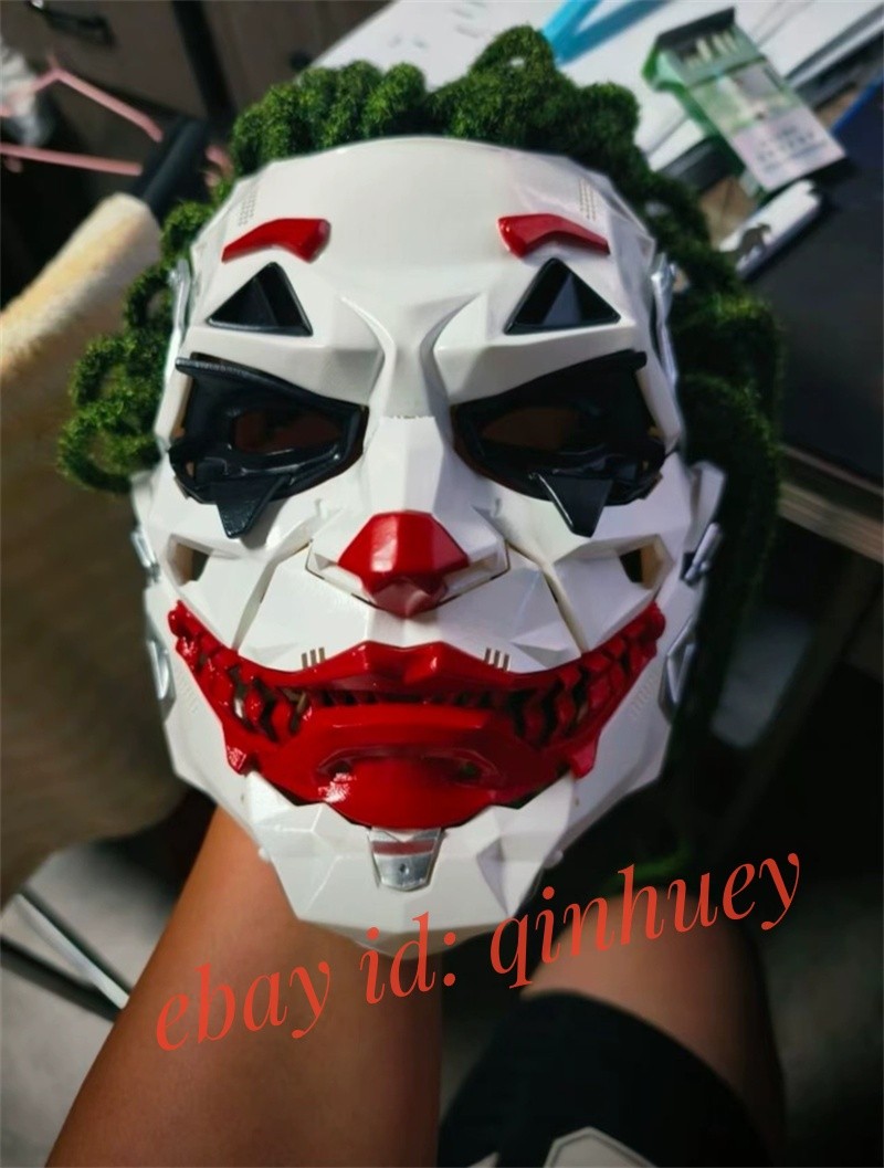 Cyberpunk Joker Cosplay Mask Full Face Headwear W/dreadlocks