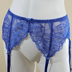 Dita Von Teese Gwendoline Periwinkle Blue Lace and Mesh Garter Belt Suspender